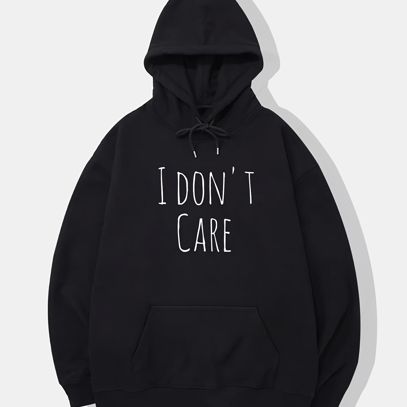 Men 39 s Fleece Hooded Sweatshirt Winter Casual Solid Alphabet Print Long 