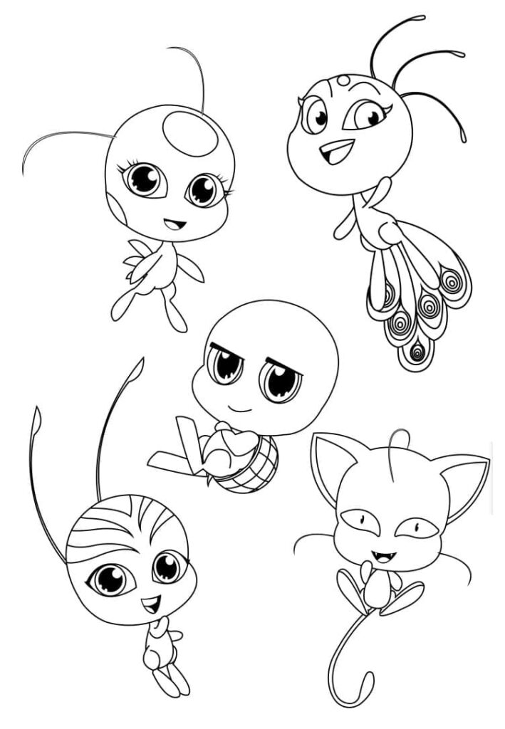 Miraculous Ladybug Kwamis Coloring Page Free Printable Coloring Pages