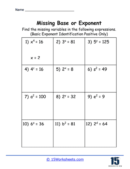 Missing Base Or Exponent Worksheets 15 Worksheets Worksheets 