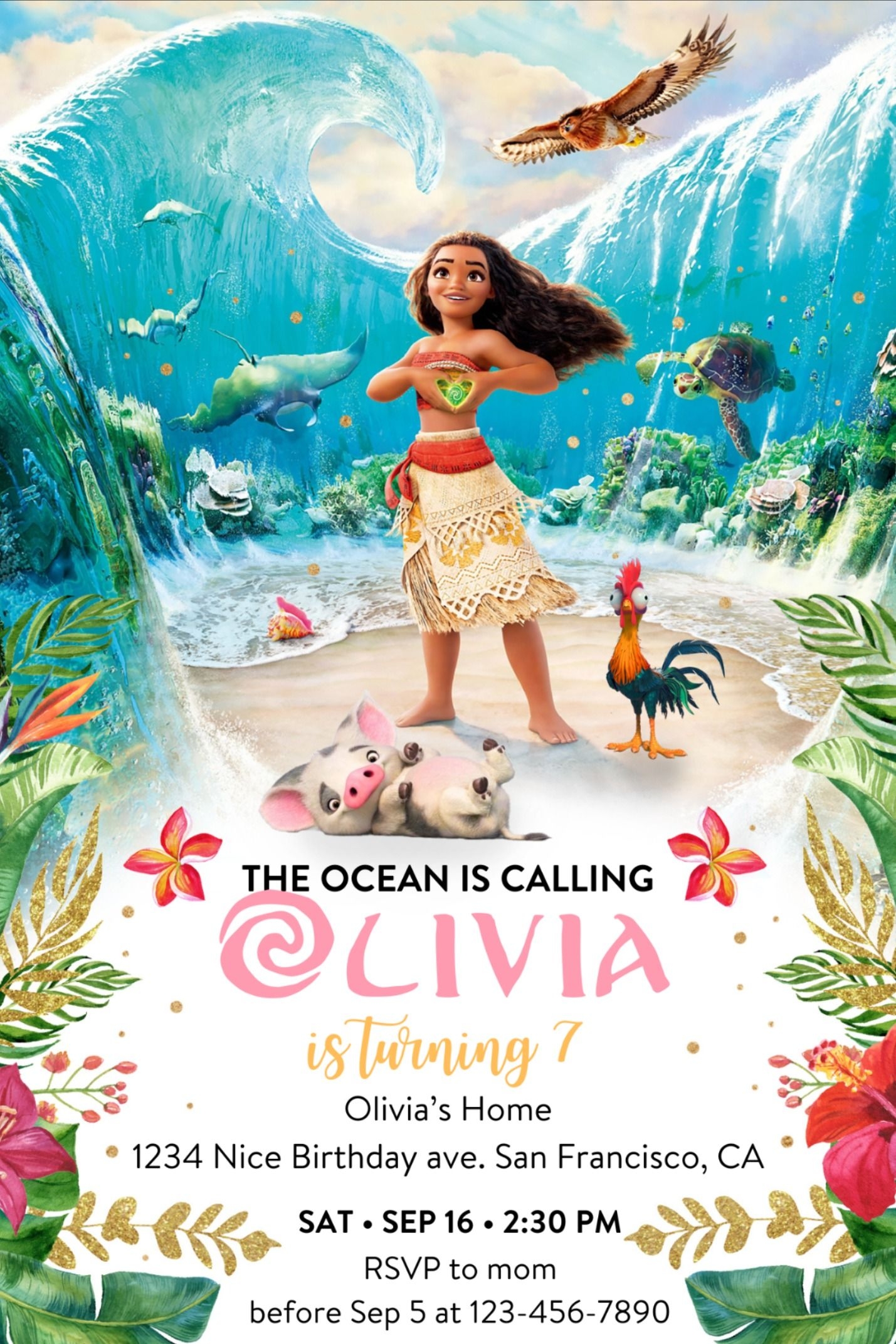 Moana Birthday Invitation Template Canva Artofit