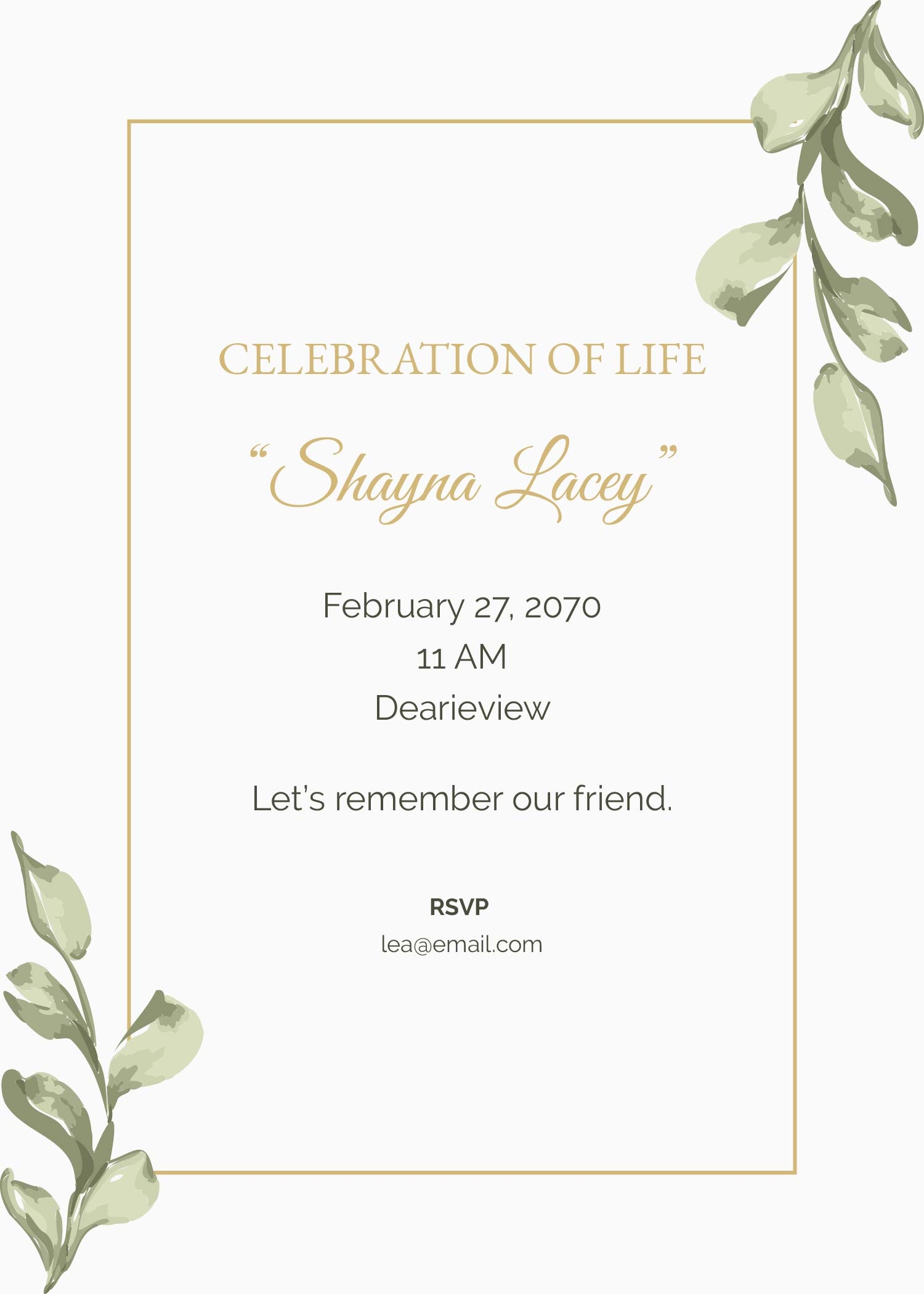 Modern Celebration Of Life Invitation Template In PSD Illustrator 