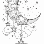 Moon And Stars Coloring Page For Adults Zumipic