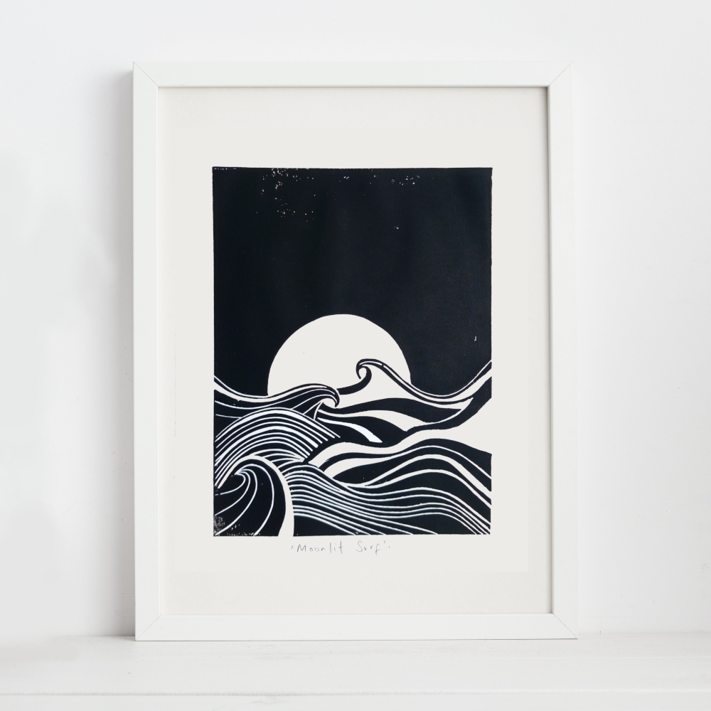 Moonlit Surf Lino Print Colour Space