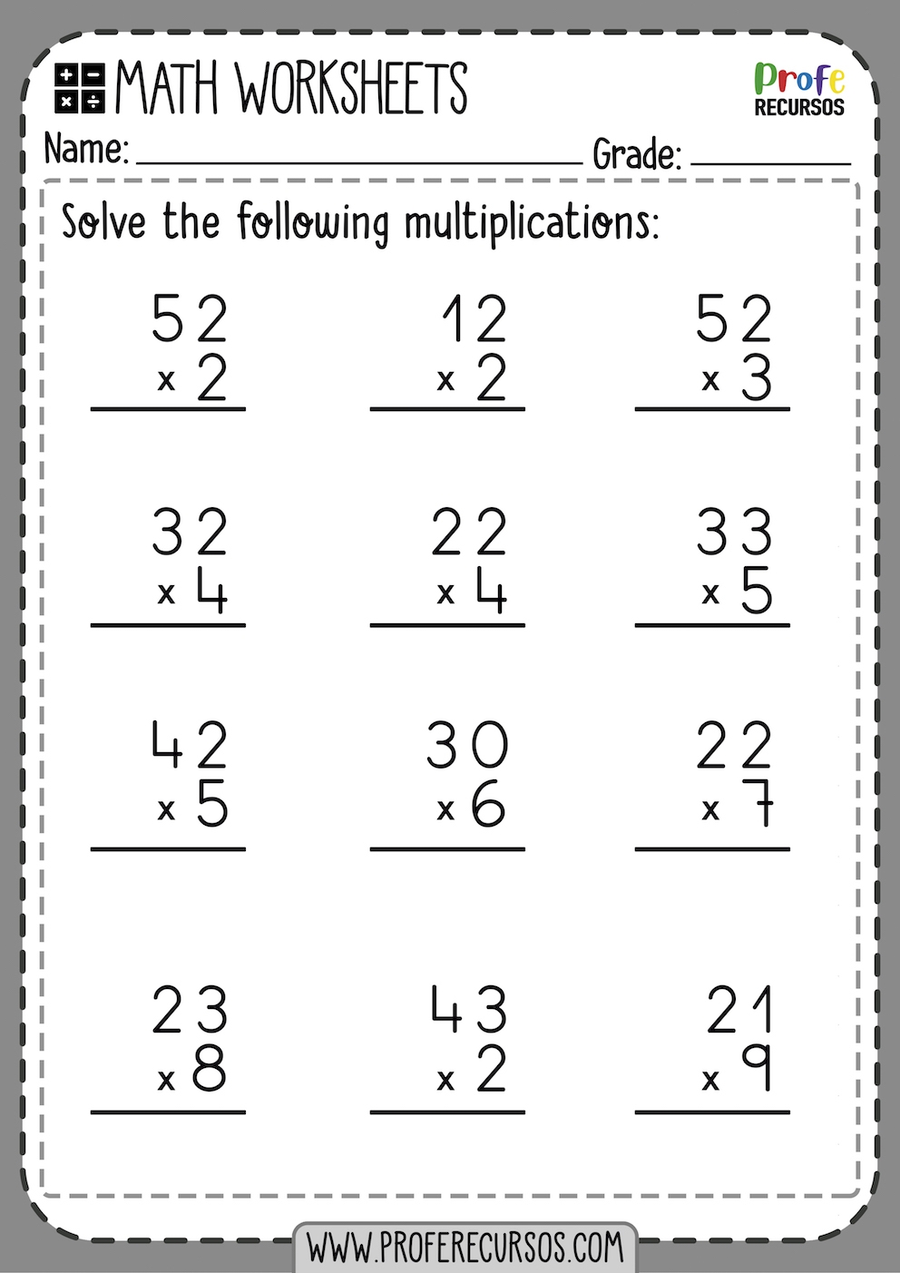 Multiplication By 2 Digits Worksheets MultiplicationWorksheets