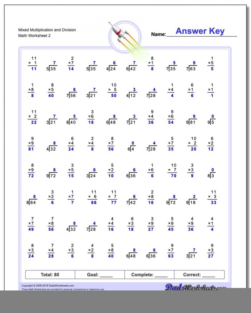 Multiplication Division Worksheets Grade 3