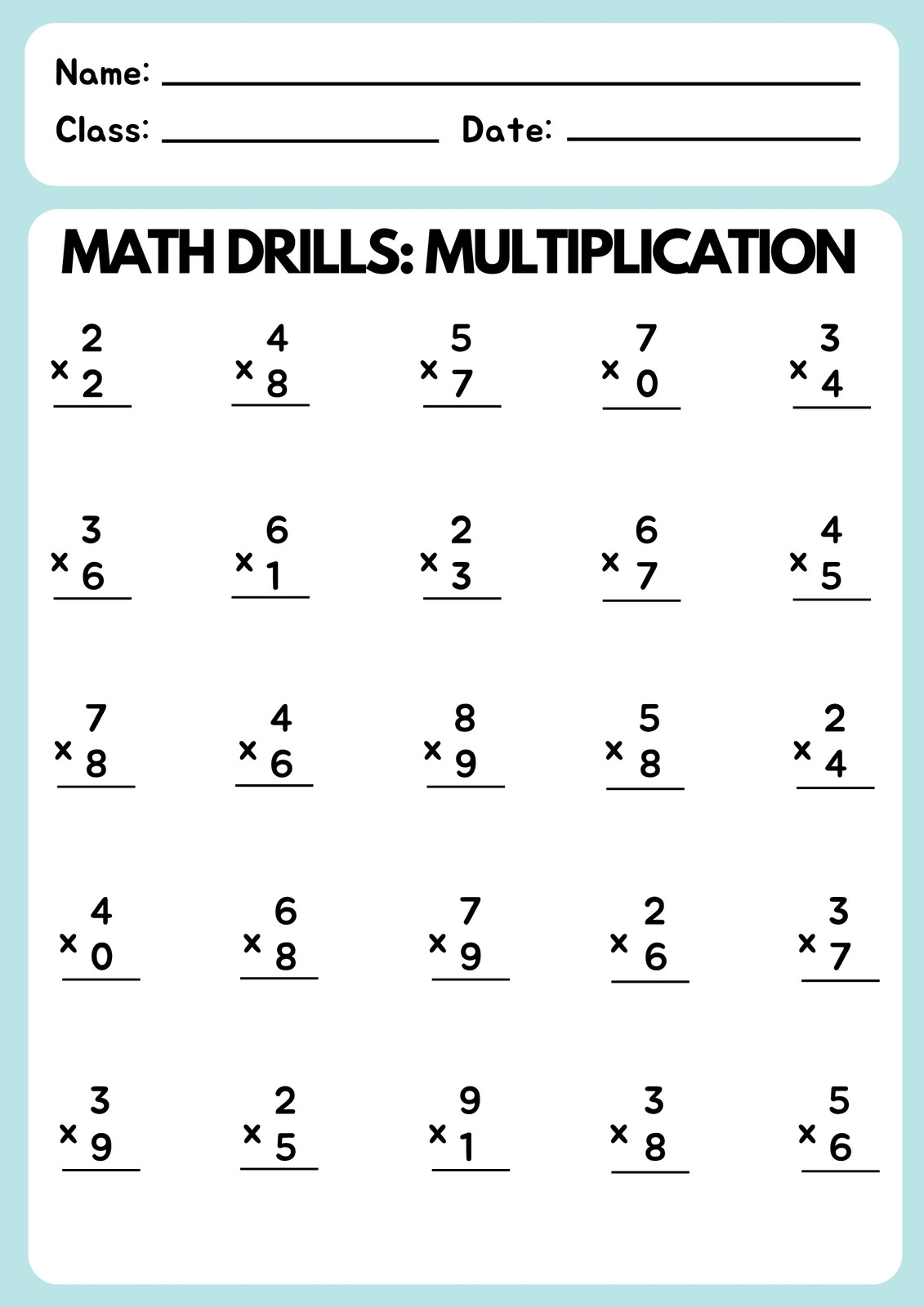 Multiplication Easy Worksheets MultiplicationWorksheets