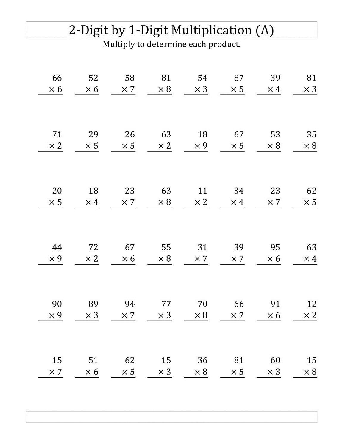 Multiplication Worksheets Grade 5