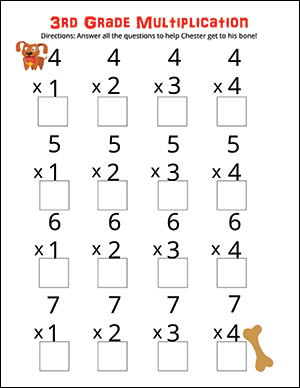 multiplication worksheets for third graders