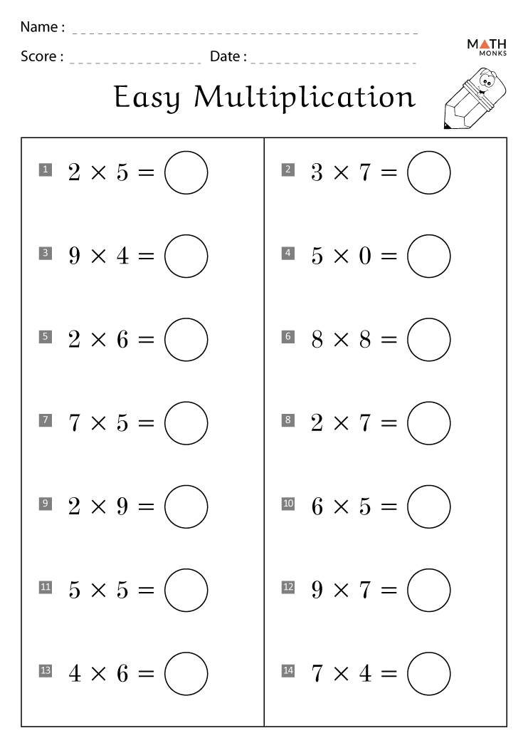 easy multiplication worksheets