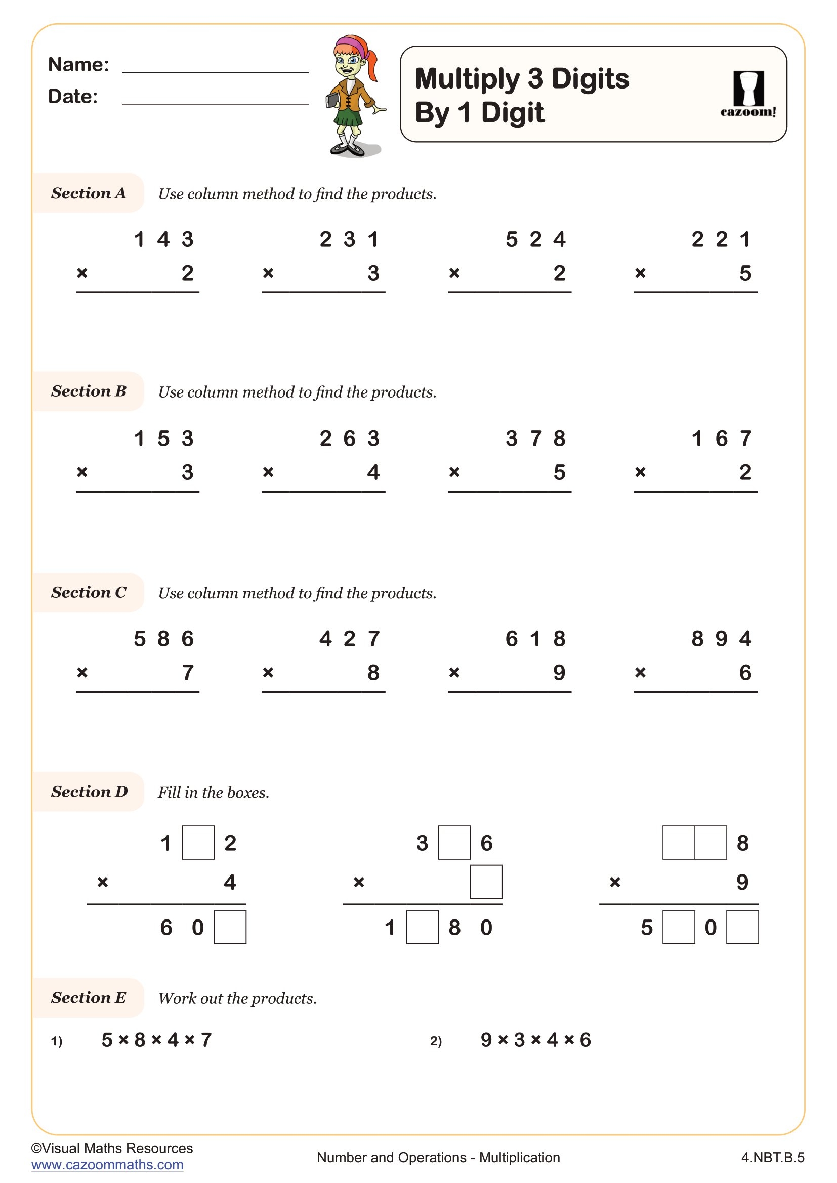 2 digit multiplication worksheet