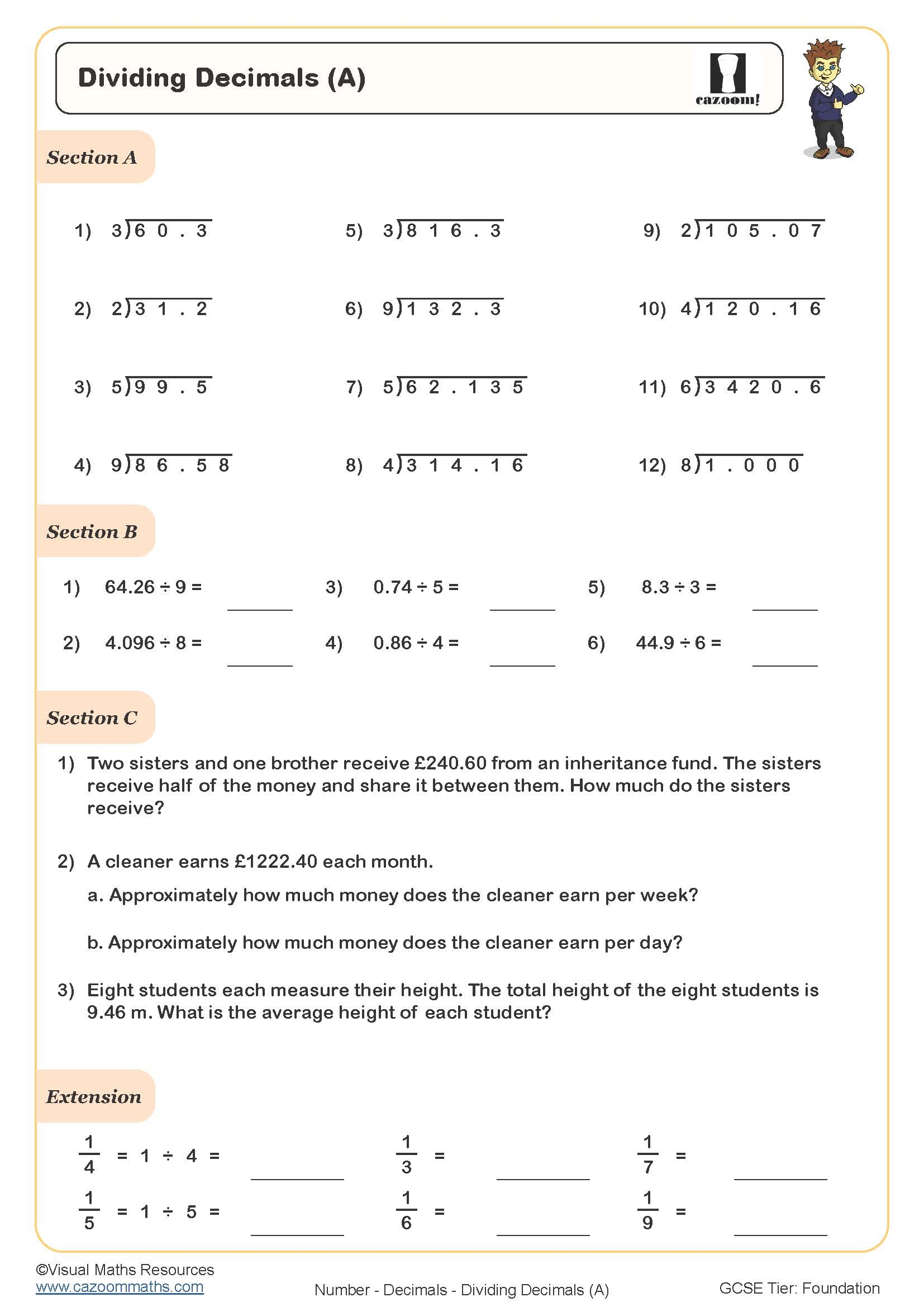 Multiplying And Dividing Decimals Worksheet Cazoom Maths Worksheets 