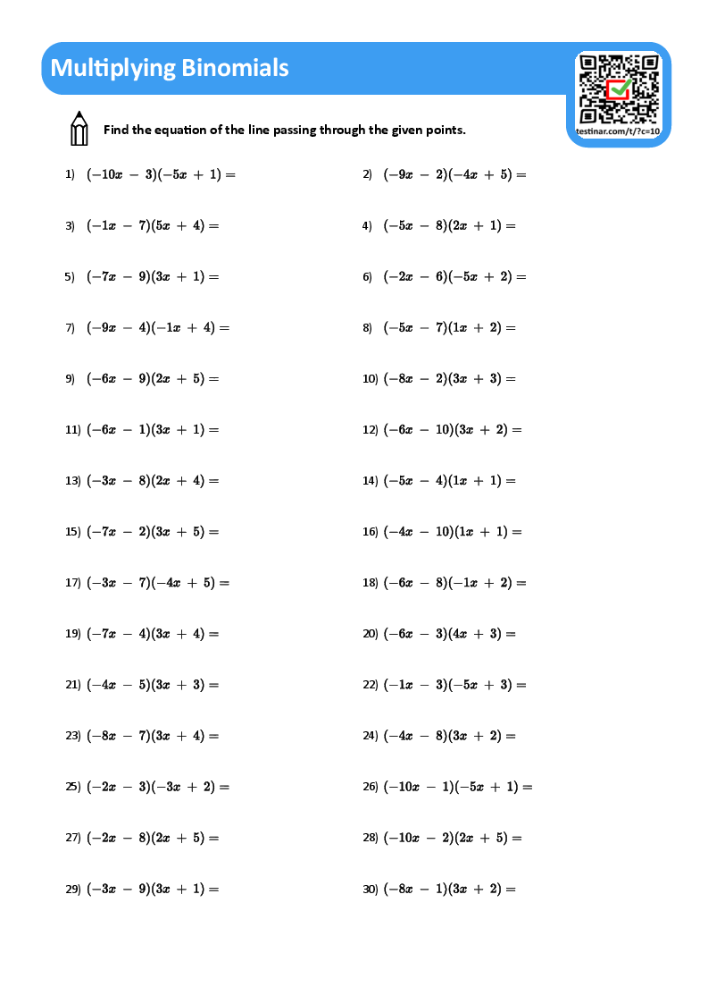 Multiplying Binomials Worksheets Worksheets Library