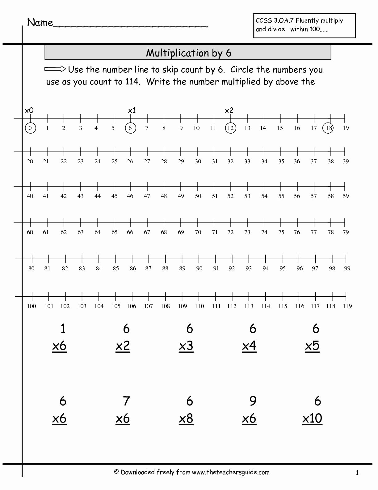 Multiplying By 6 Worksheet Luxury Multiplication Facts Worksheets From 