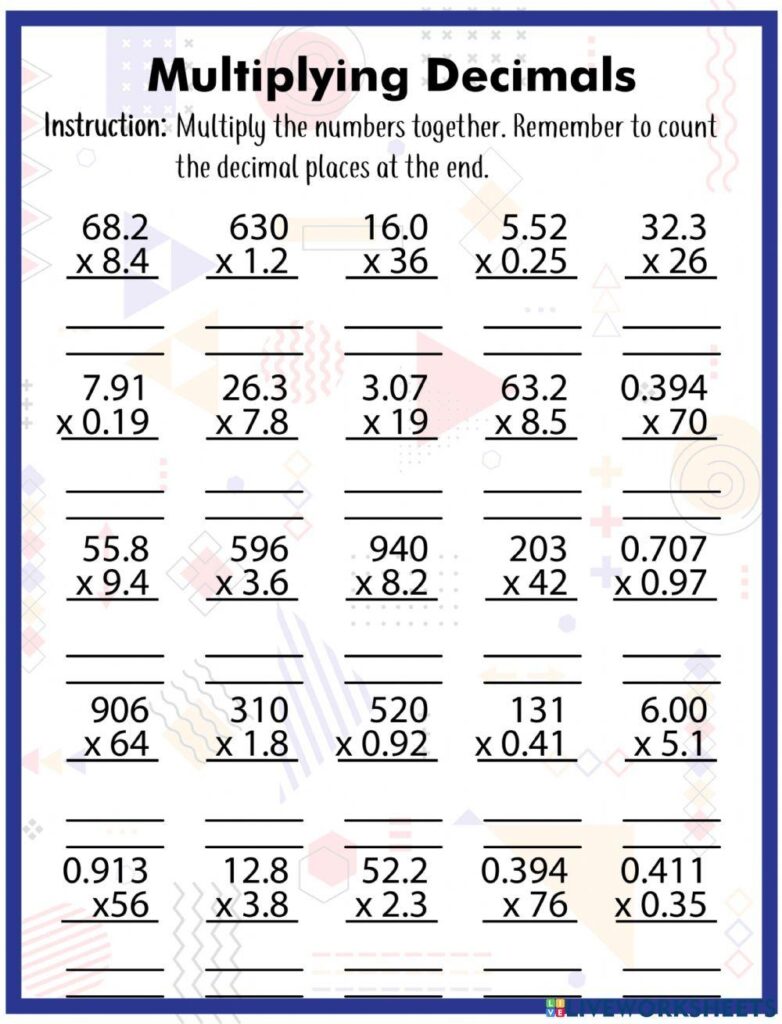 Multiplying Decimals Kellyfrindell Live Worksheets Worksheets Library