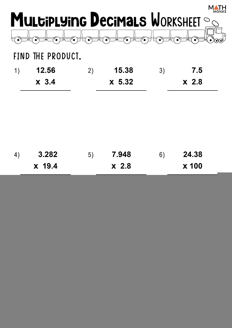 Multiplying Decimals Worksheets Math Monks Decimal Worksheets