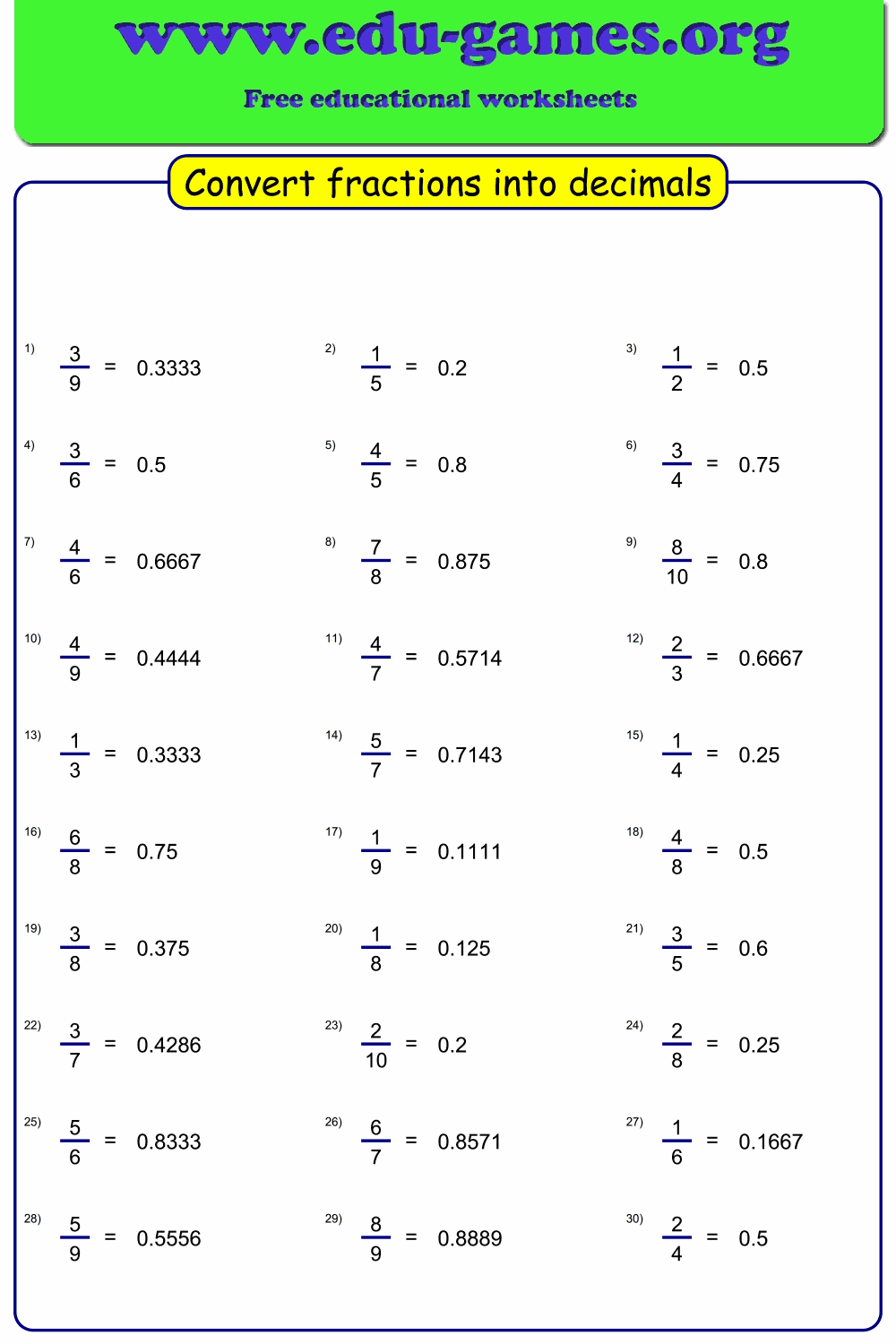 Multiplying Fractions By Decimals Worksheet FractionsWorksheets