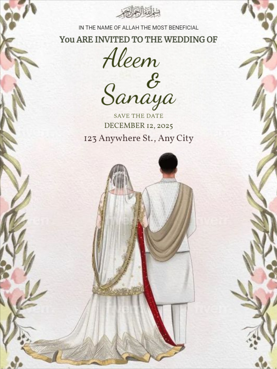 Muslim Wedding Invitation Card Design Template Free Infoupdate