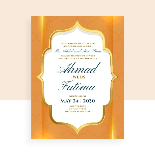 Muslim Wedding Invitation Card Template Free Infoupdate