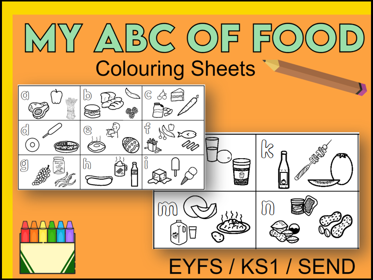 My ABC Of Food Colouring Cards Teaching Resources