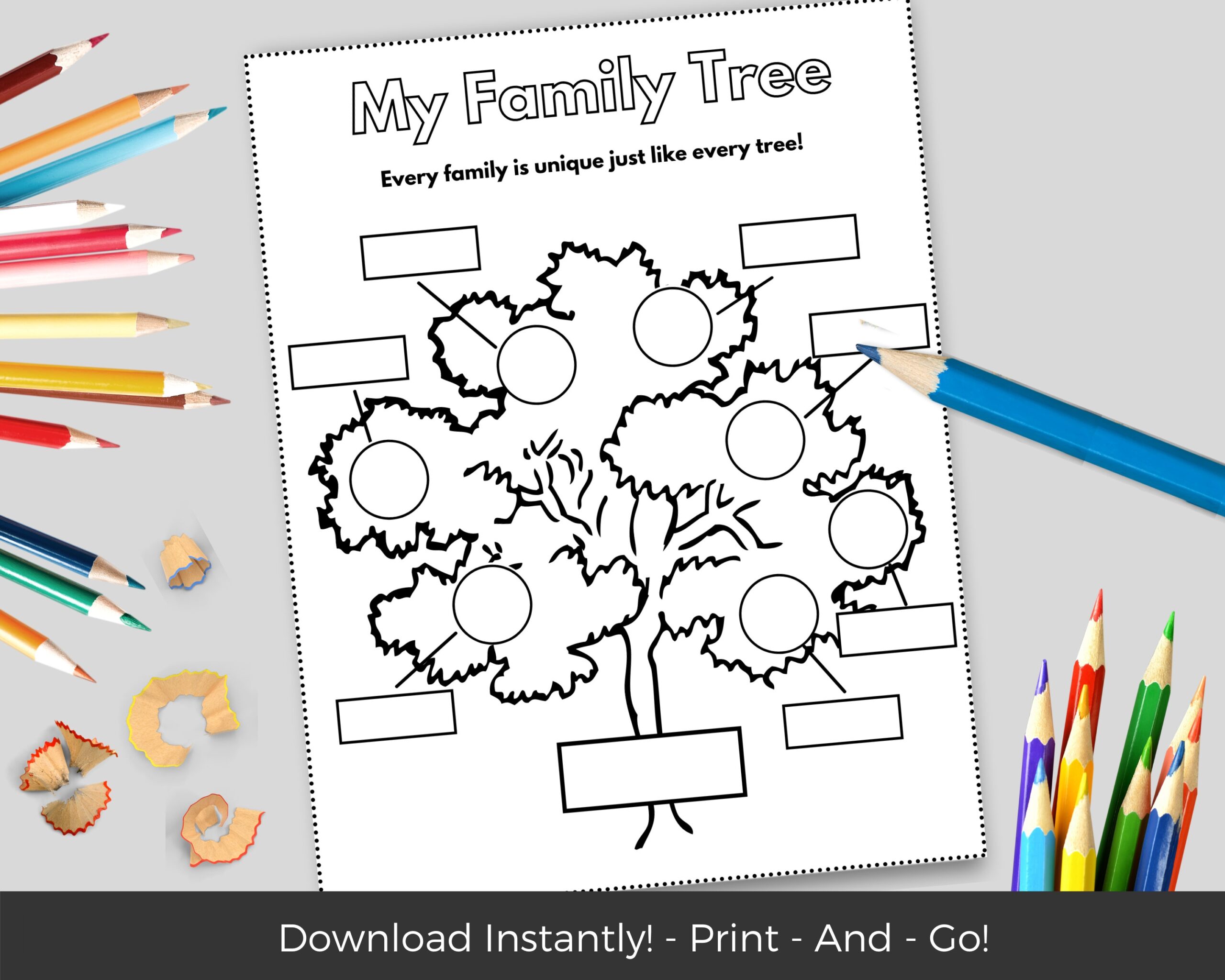 My Family Tree Worksheet Preschool Printables Kindergarten Etsy