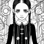 Mystical Wednesday Addams Coloring Pages Wednesday Addams Coloring