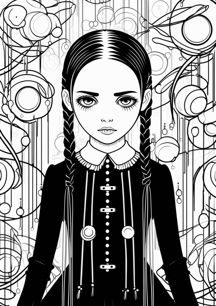 Mystical Wednesday Addams Coloring Pages Wednesday Addams Coloring