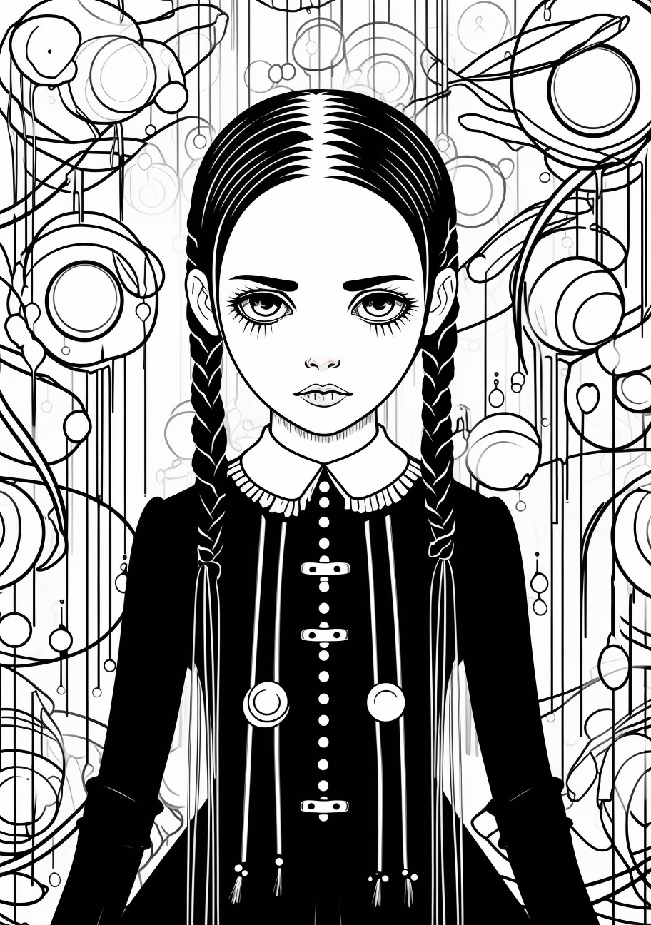 Mystical Wednesday Addams Coloring Pages Wednesday Addams Coloring 