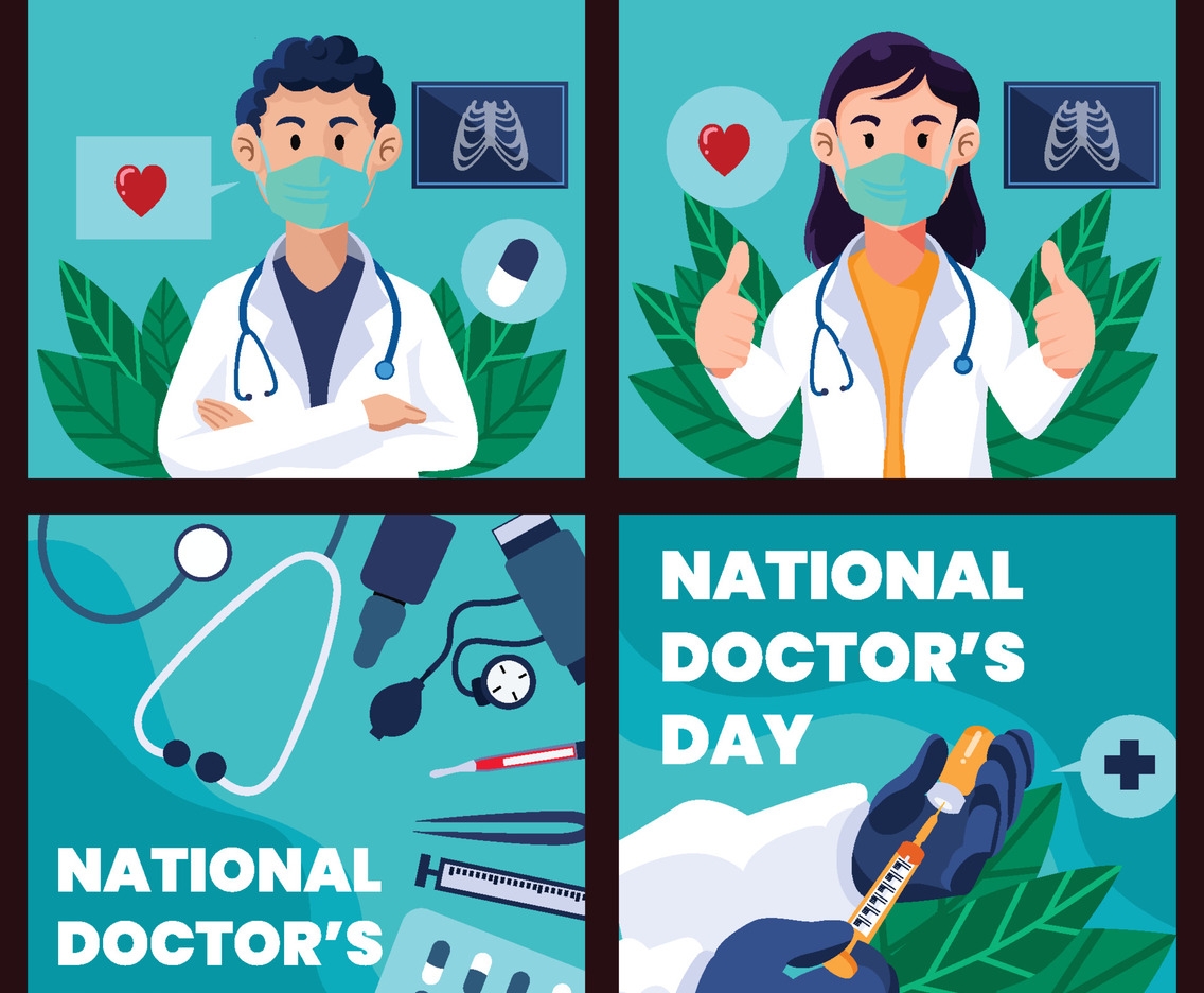 National Doctor Day Cards Set FreeVectors