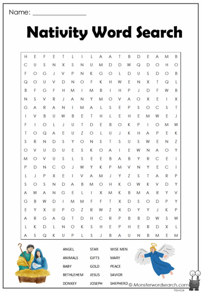 Nativity Word Search Fun Printable Activity Sheet