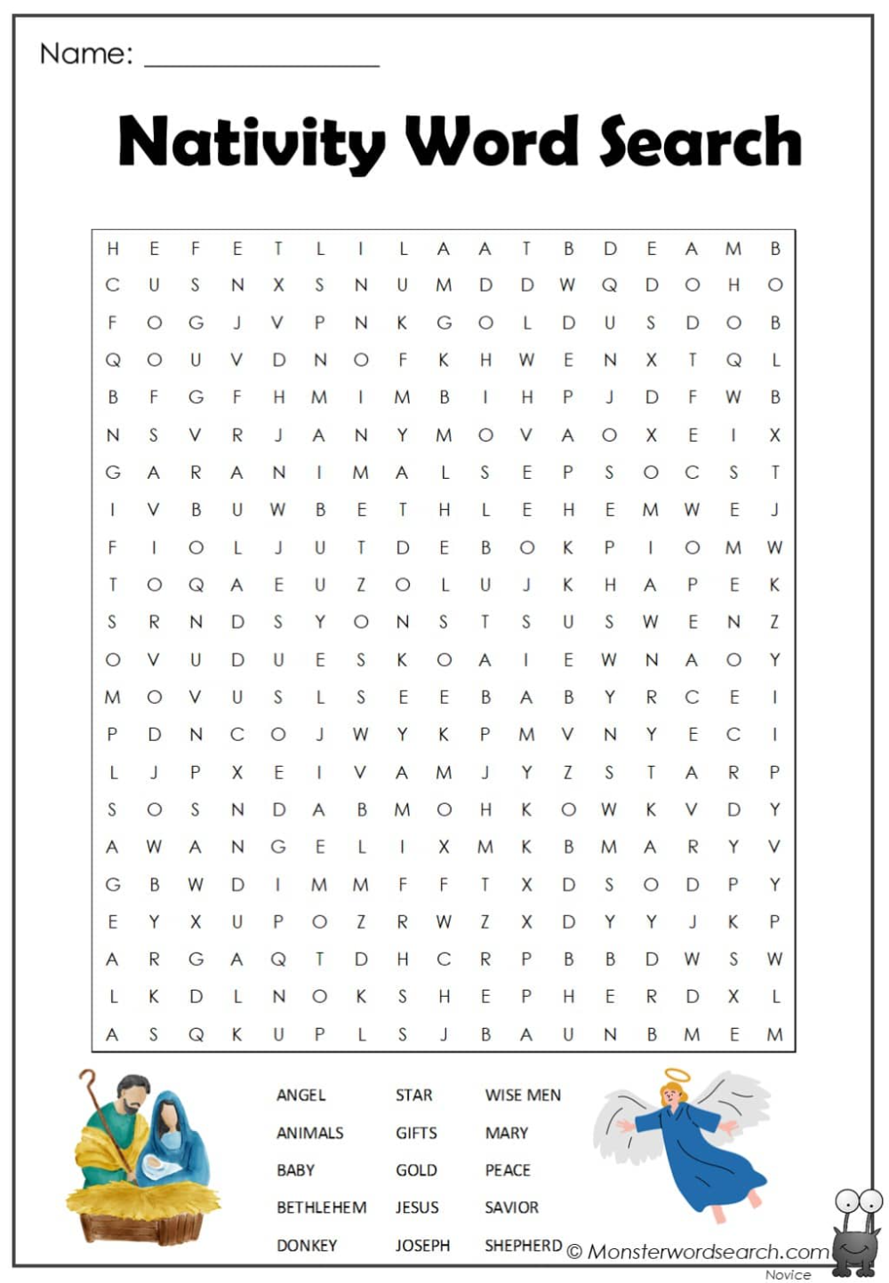Nativity Word Search Fun Printable Activity Sheet