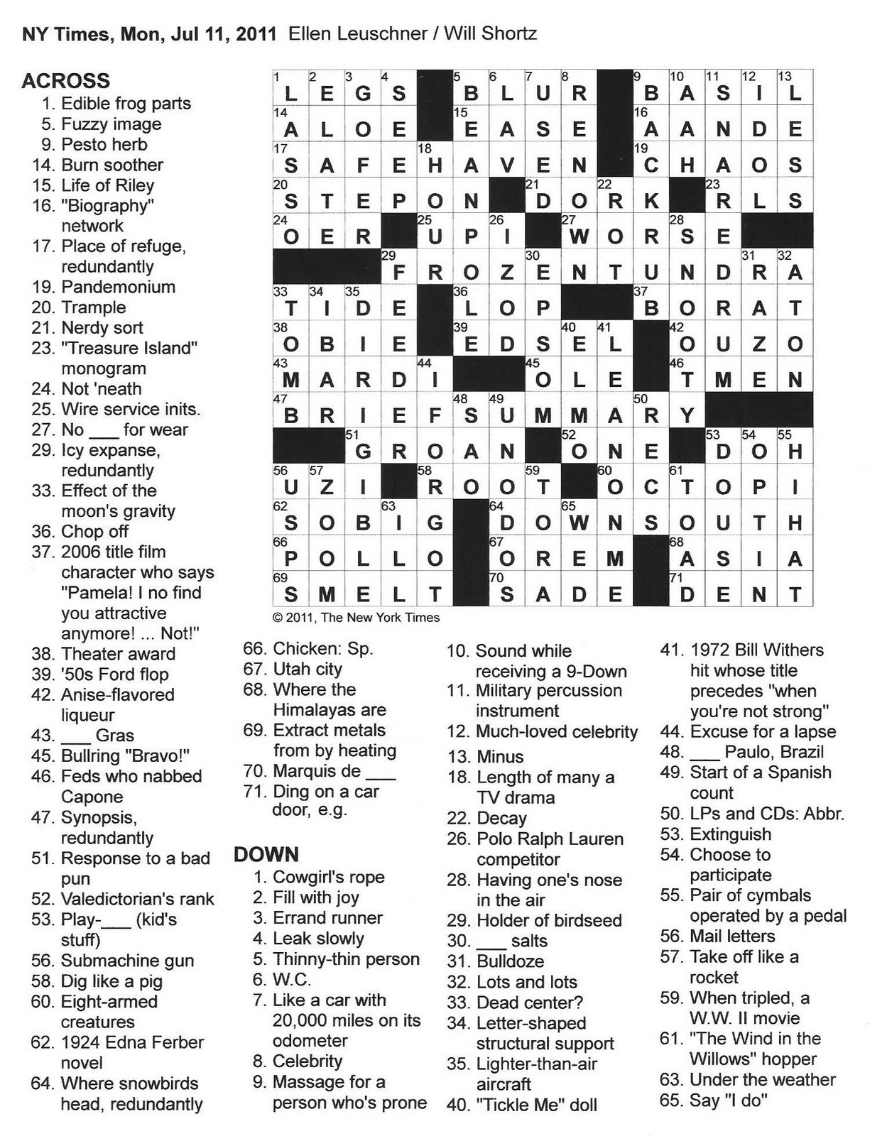 new york times crossword puzzle free printable