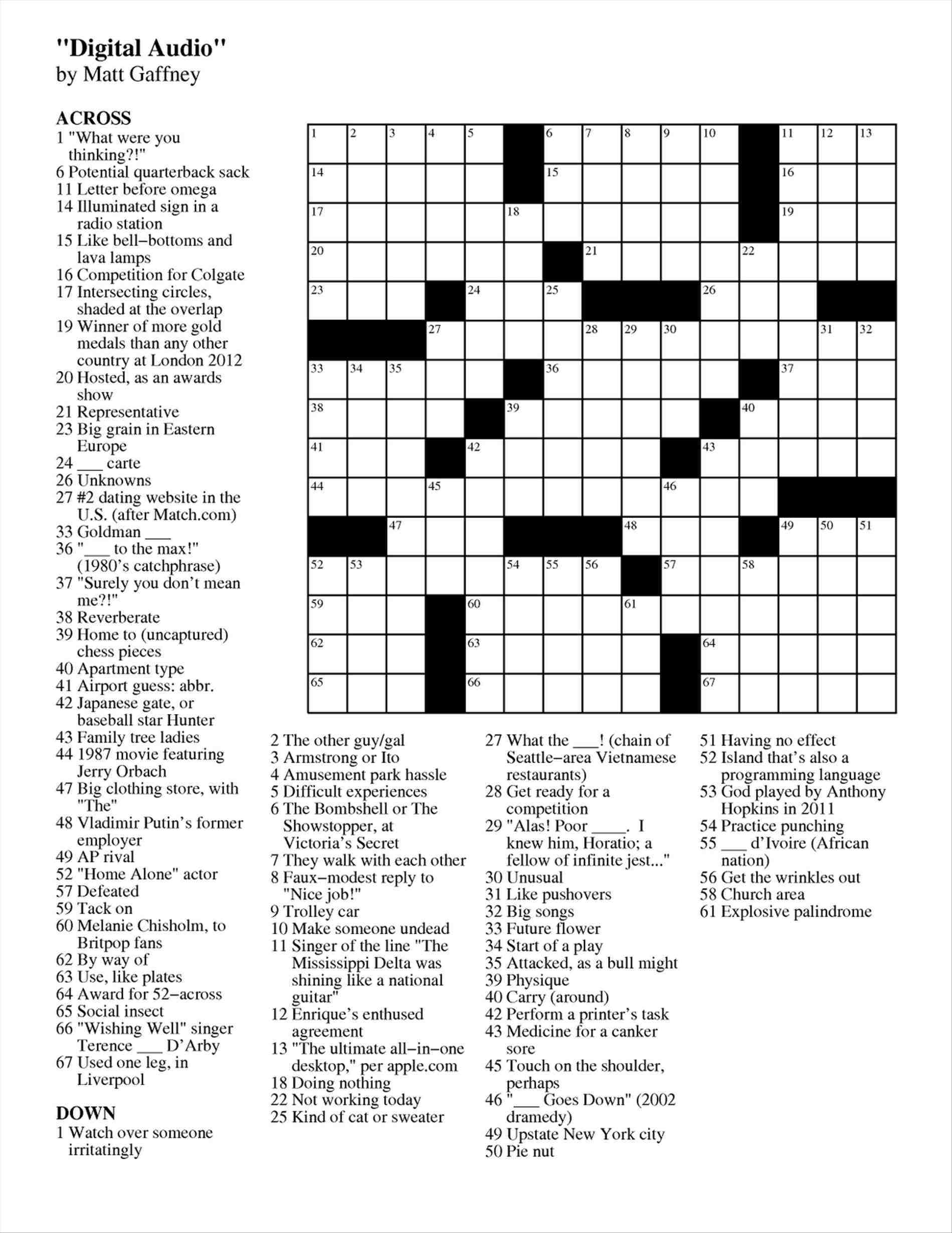 Nhl Crossword Puzzle Printable Crosswords All Free Printable Free 