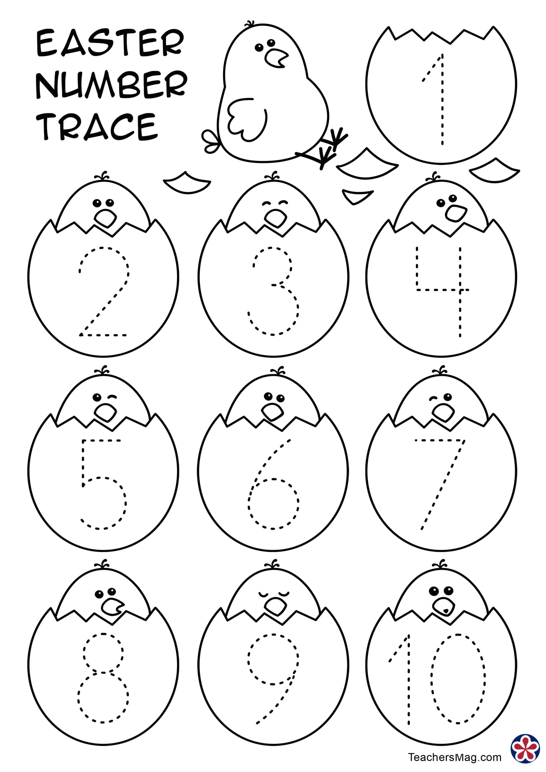 Number Tracing Easter Worksheet 1 10 TeachersMag Worksheets 