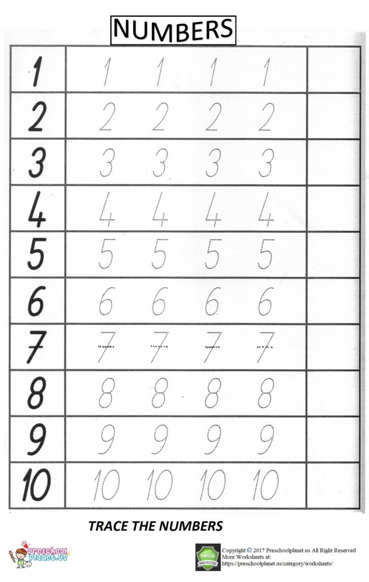 Number Tracing Worksheet For Preschool Tracing Worksheets