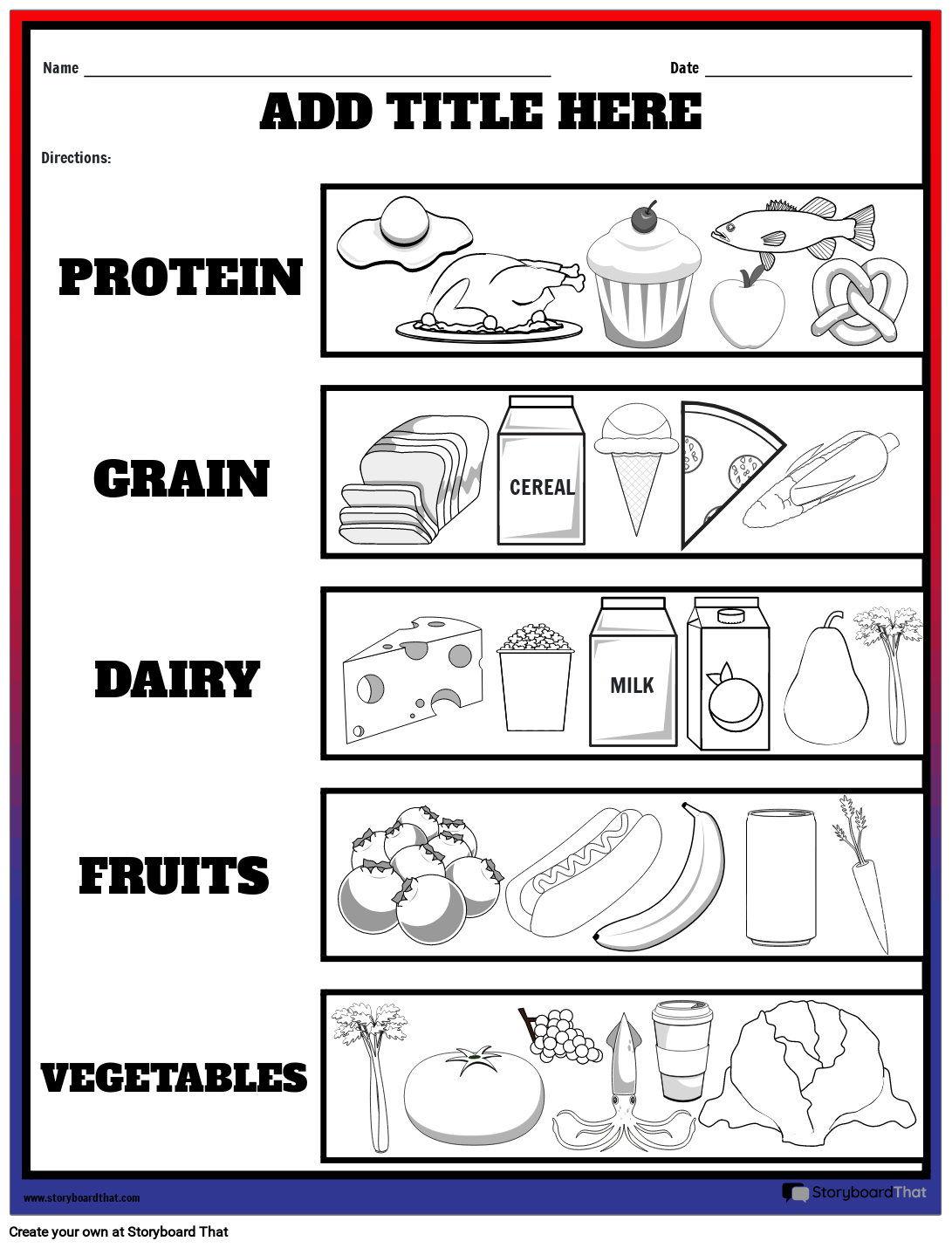 food colouring worksheet