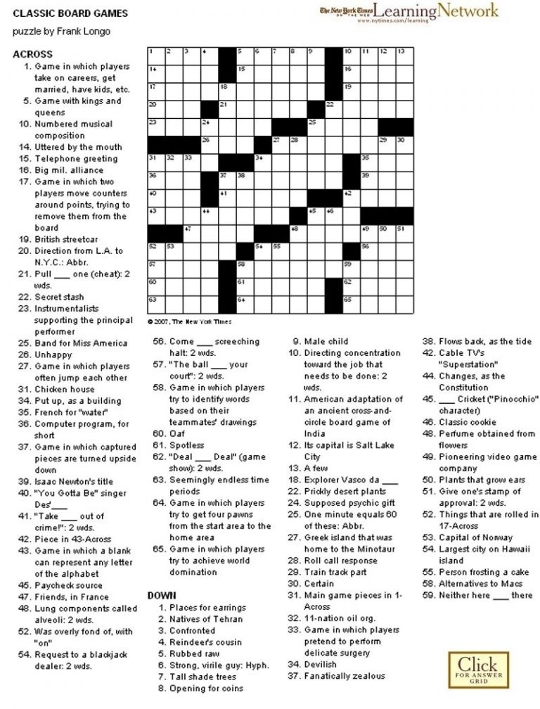 Nyt Sunday Crossword Printable 86 Images In Collection Page 1