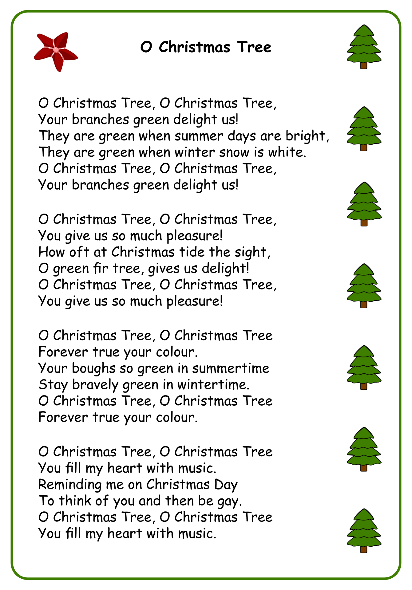 O Christmas Tree Words 11 Free PDF Printables Printablee