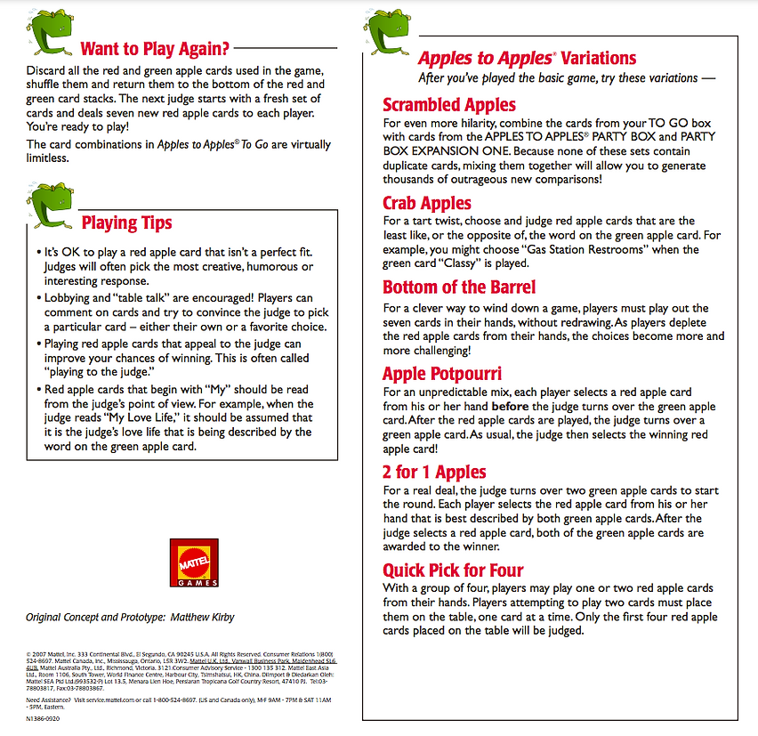 free printable apples to apples cards