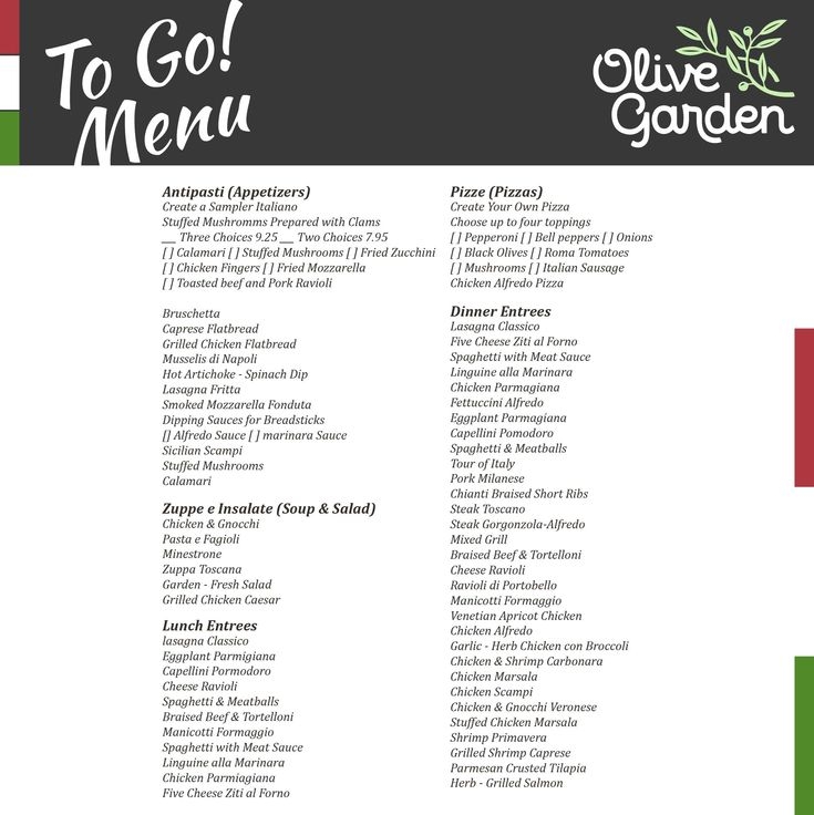 Olive Garden Printable Menu Olive Garden Menu Olive Garden Menu