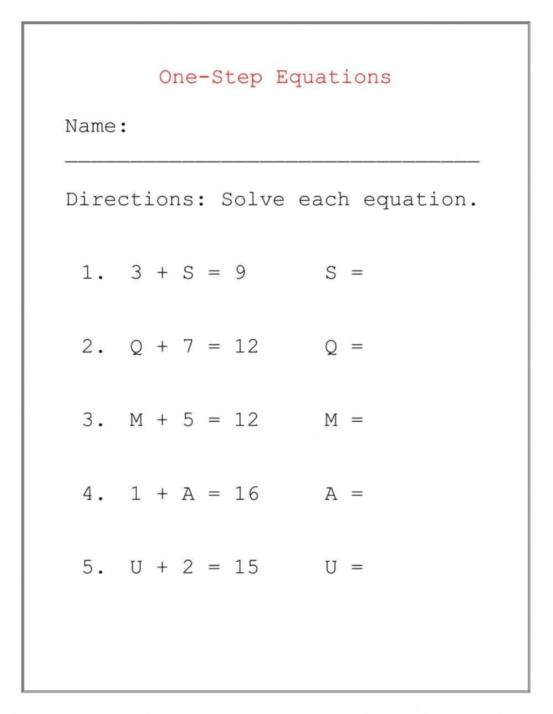 One Step Equation Day 3 Worksheet Live Worksheets Worksheets Library