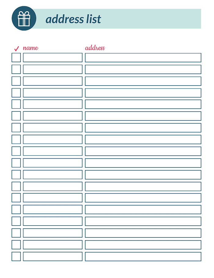 Organized Christmas Tips Free Printable Christmas Card Address List