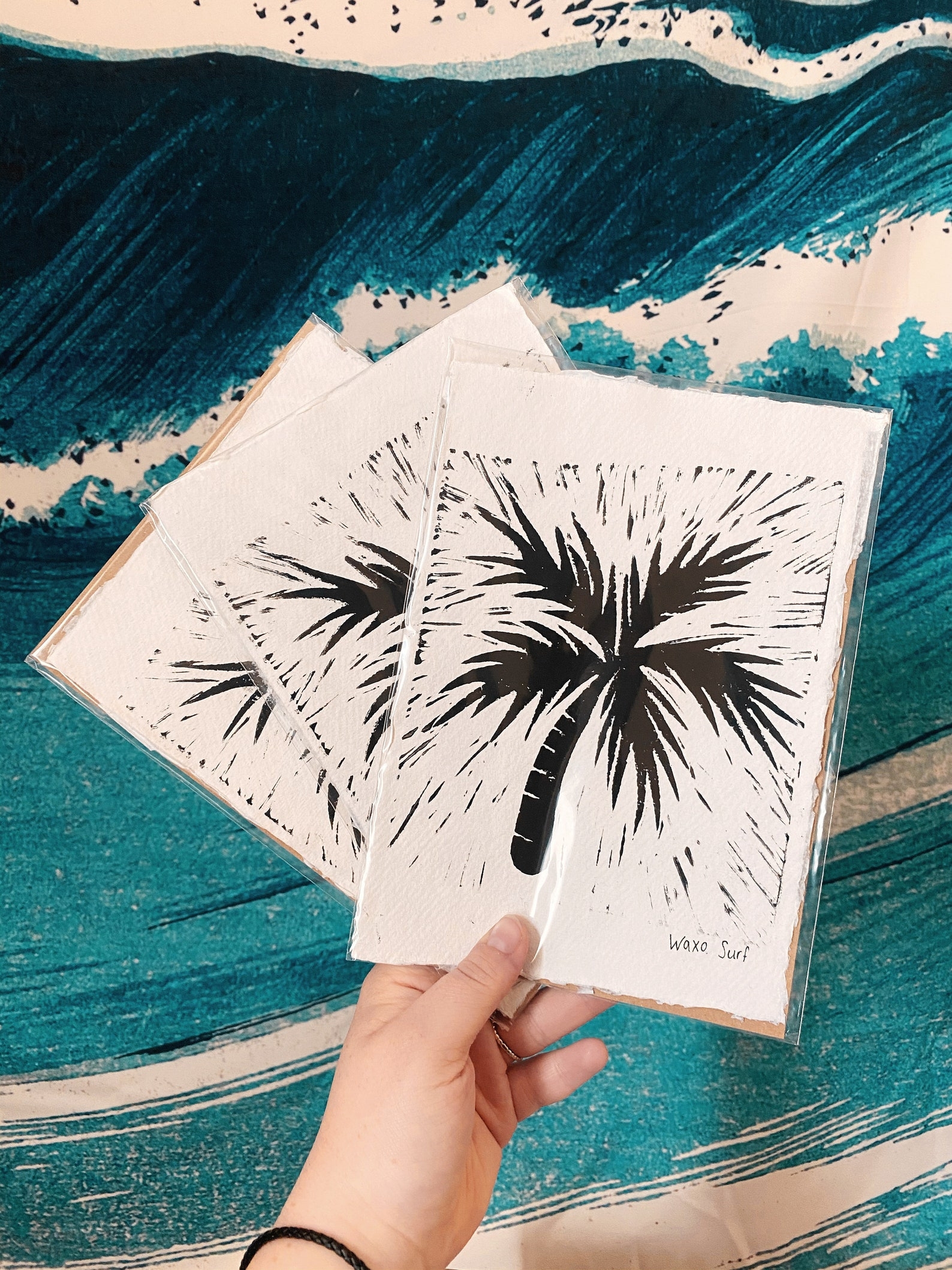 Original Palm Tree Lino Print On Handmade Paper A5 Signed Etsy