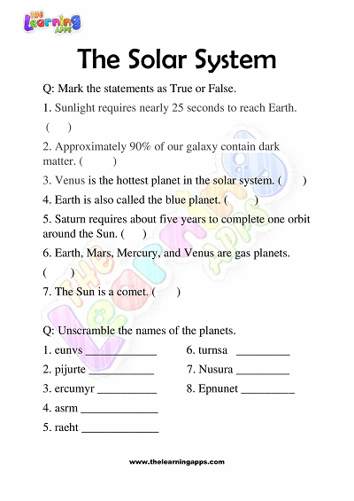 Our Solar System Worksheets K5 Learning Worksheets Library
