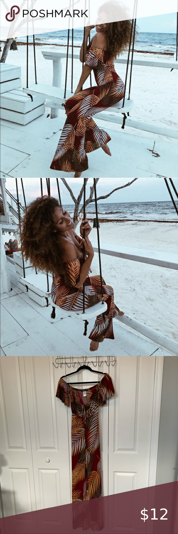 Palm Tree Off Shoulder Jumpsuit Off Shoulder Jumpsuit Off Shoulder 