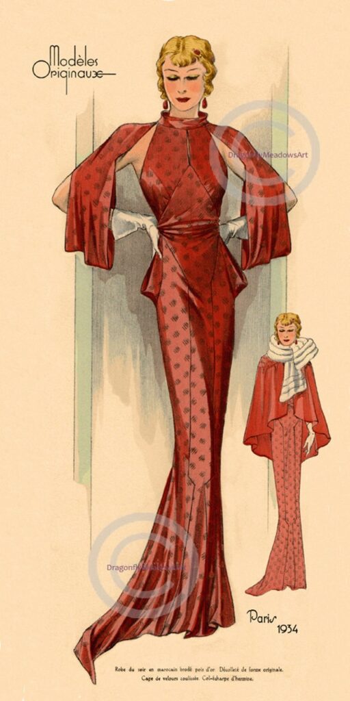 Paris Fashion Print Art Deco 1934 Lady In By DragonflyMeadowsArt