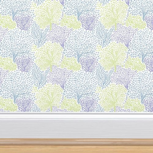 Pastel Tree Print Wallpaper Spoonflower