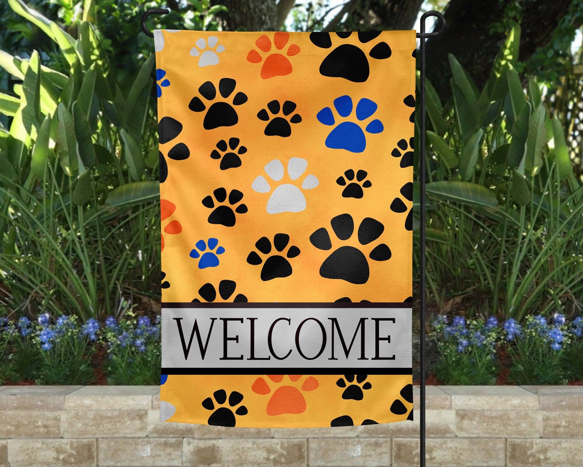Paw Print Garden Flags Paw Print Gifts Animal Lover Welcome Etsy