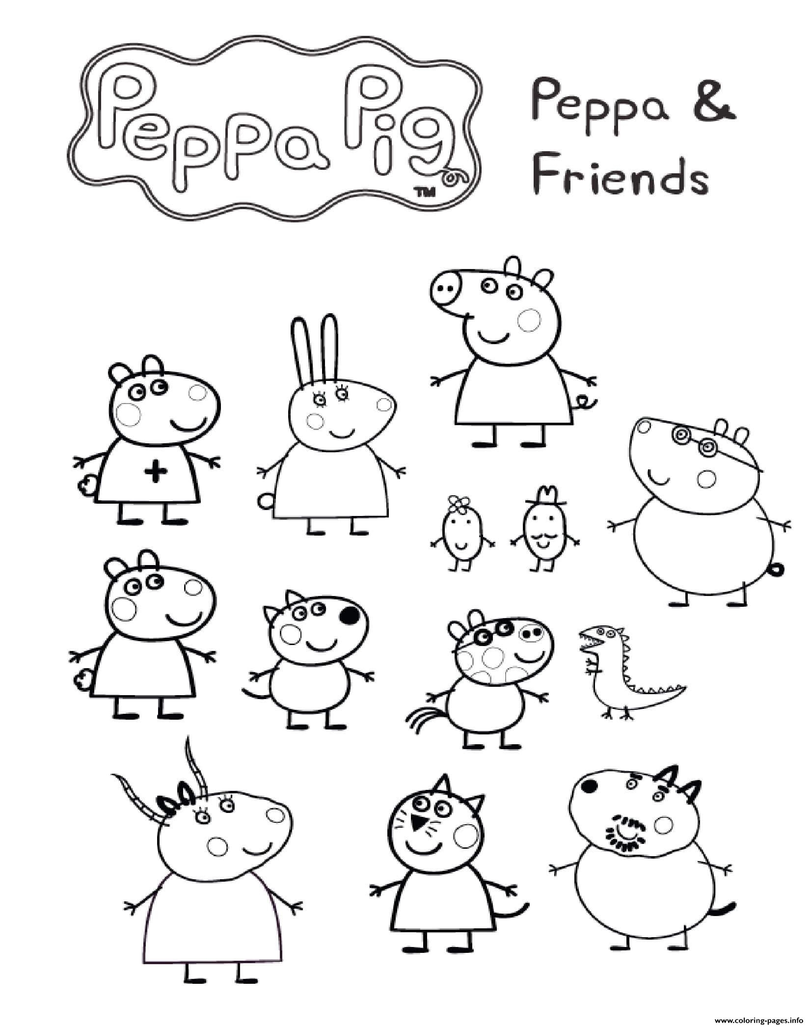 Peppa Pig And Friends Coloring Page Printable