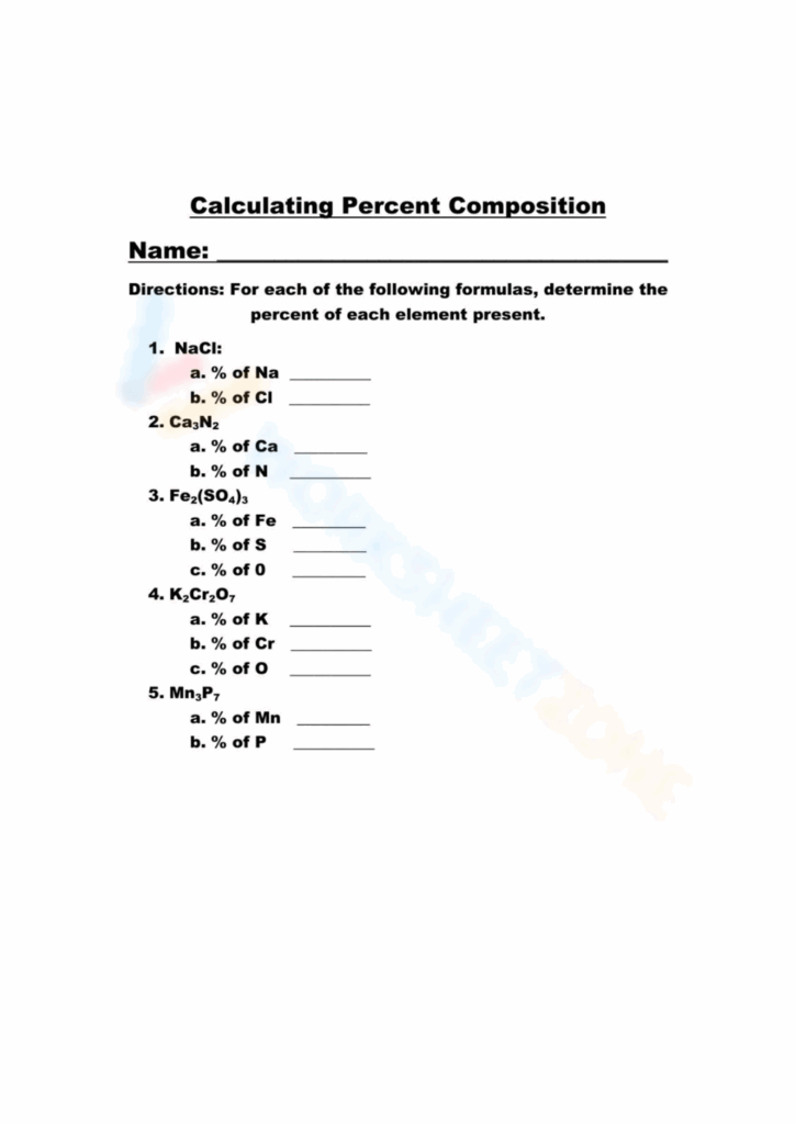 Percent Composition By Mass Lesson Plans Worksheets Worksheets Library