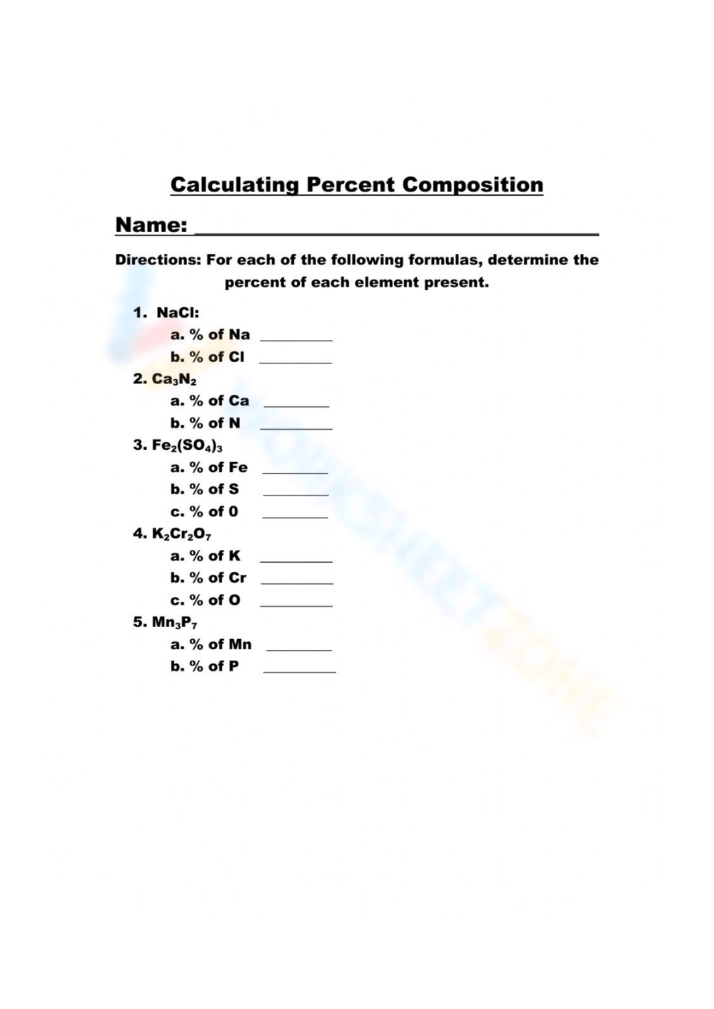 Percent Composition By Mass Lesson Plans Worksheets Worksheets Library